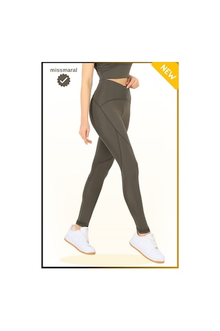 Missmaral Slim Fit Yüksek Bel Toparlayıcı Haki / Khaki Spor Tayt Flatlock Dikiş Detaylı Fit Tasarım Oslo 1090 Haki - 560316571 Haki
