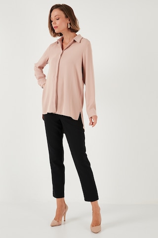 Lela Regular Fit Önü Kısa Arkası Uzun Düz Bayan Gömlek 611Go020 Vizon