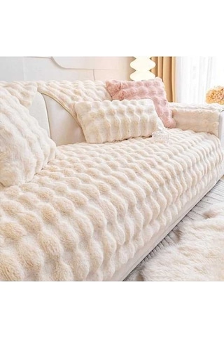 Novahub Beyaz Kalın Tavşan Peluş Kanepe 45x45cm, Yastıksız, Jms Mağaza Exclusive/ Diğer