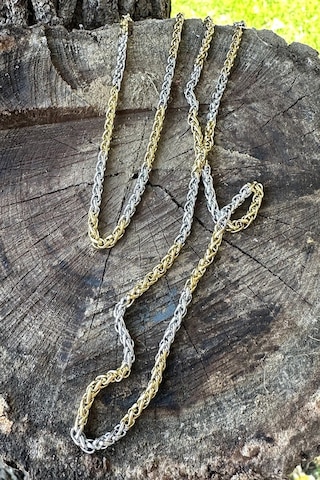 Sidney Halat Model Gold Silver Çift Renk Tasarım 316l Paslanmaz Çelik 73cm Kolye