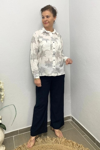 Mia Butik Kadın Siyah Yaprak Desenli Keten Takım