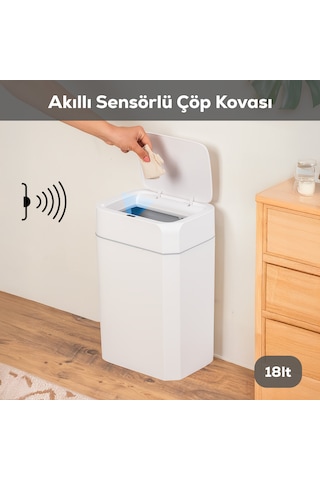 Porsima Me02 Sensörlü 18 Lt Çöp Kutusu Banyo Mutfak Çöp Kovası