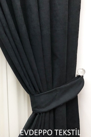 Evdepo Home Deniz Soft Pileli Fon Perde Siyah (446699454) Siyah