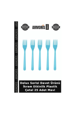 Delux Serisi Davet Ürünü İkram Etkinlik Plastik Çatal 25 Adet Mavi