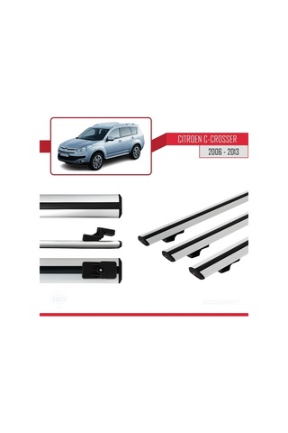 Citroen C-crosser 2006-2013 Arası İle Uyumlu Basic Model Ara Atkı Tavan Barı Gri 3 Adet
