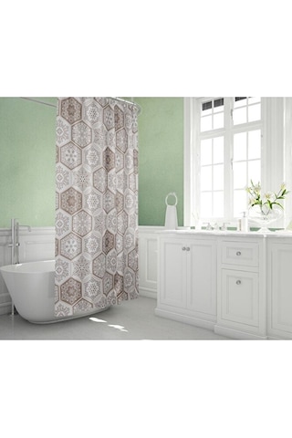 Su Geçirmez Banyo Perdesi Kahve Dantel Desen Duş Perde Yüksek Kal Çok Renkli