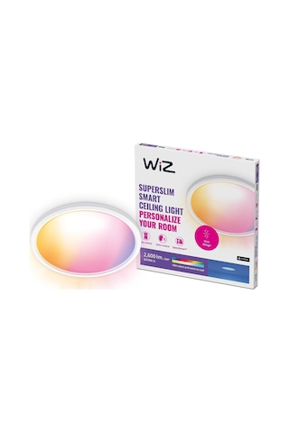 Wiz Superslim 22w Beyaz Sıva Üstü Rgb Akıllı Led Yuvarlak Panel Tavan Armatürü 42 Cm Çapında 2600 Lumen Renkli