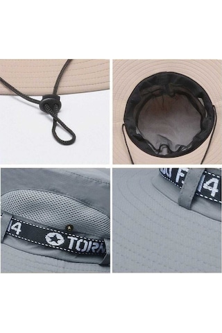 Tezzgelsin Unisex Yazlık Geniş Kenarlı Fileli Katlanabilir Safari Outdoor Plaj Şapkası Bej
