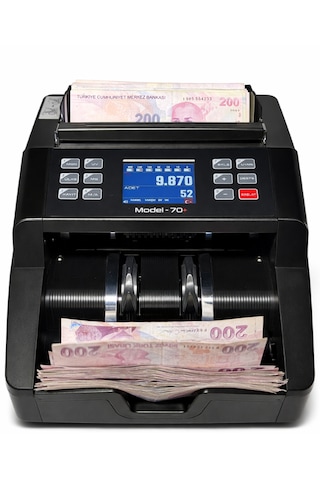 Sesli Karışık Para Sayma Makinesi Mıx 70+ Siyah Tl - Euro Karışık Sayım, Dolar Adet Sayım