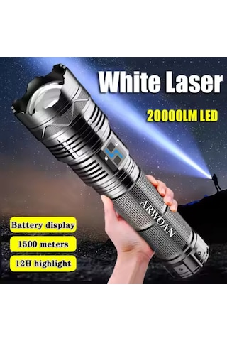 Yüksek Güç Taktik Şarj Edilebilir Led El Feneri Uzun Menzilli Çok Güçlü Fener Siyah