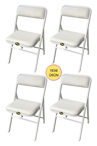 Hey 4'lü Katlanır Kamp Sandalyesi Piknik Sandalyesi Beyaz
