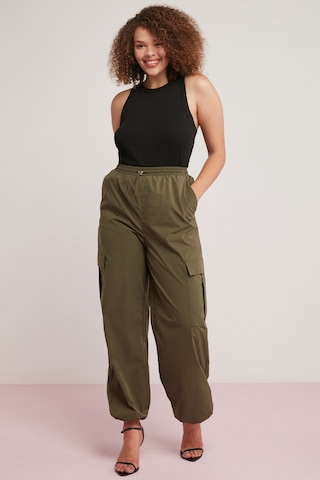 ETHIQUET AVALONBB Kadın Relaxed Fit Beli Ve Paçası Lastikli Stoperli Kargo Cepli Haki Büyük Beden Pantolon