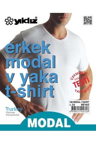 3'Lü Yıldız Erkek Modal Pamuk V Yaka Fanila T-Shirt