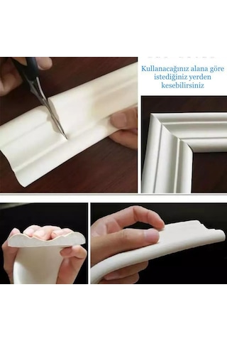 Beyaz Esnek Duvar Çıtası Dekoratif Yapışkanlı Çerçeve Süpürgelik (547640231)