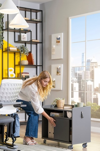 Creo Mobili Sürgü Kapaklı Organizer Smart Keson, Frenli Tekerlekli Ofis Ve Ev Komodini, Antrasit