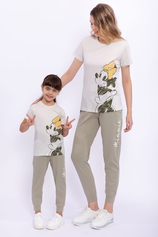 Minnie Mouse Lisanslı Kremmelanj Kız Çocuk Pijama Takımı 5274-28961 Bej Melanj