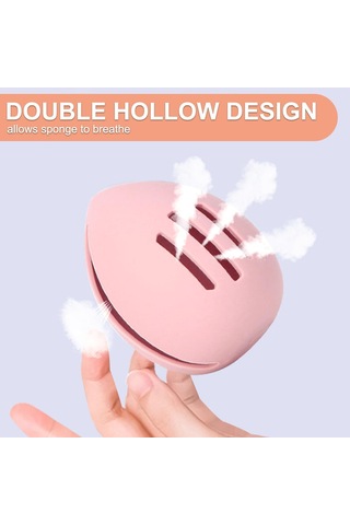 Silikon Makyaj Süngeri Tutucu, Nefes Alabilir Ve Kırılmaz Güzellik Blender Kutusu, Çift Taraflı 3 Çizgili Havalandırmalı Tasarım, Süngerler İçin Taşınabilir Seyahat Saklama Alanı 1 Paket Pembe