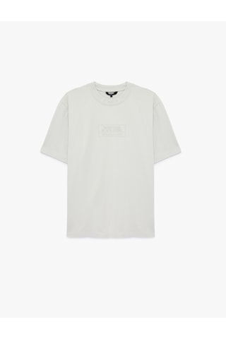 Koton Regular Fit Kısa Kollu Pamuklu Bisiklet Yaka Baskılı Tişört Gri 6sam10002mk Gri