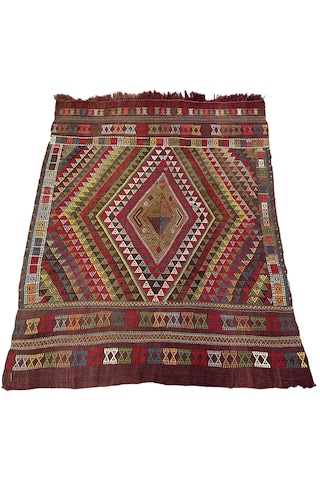 El Dokuma Antika Obruk Kilimi 135x170 Kök Boya 130 Yıllık Koleksiyonluk Kilim