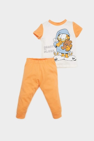 DeFacto Erkek Bebek Garfield Pijama Takımı Kısa Kollu Penye Üst Beli Lastikli Uzun Alt E1176A525SMOG162 Turuncu