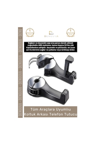 Araçiçiaskı Araç İçi Koltuk Başlık Kancası Abs Dayanıklı Pratik Askı Çanta Arkası Telefon Tutucu As