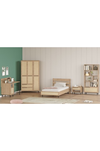 Robin Home Lidya Genç Odası Takımı 5'li Set Sepet-uv Baskı Jüt Kahverengi