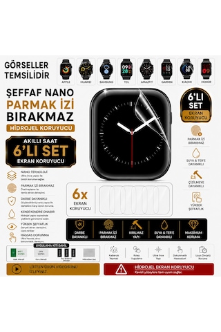 Samsung Galaxy Watch 3 41mm Uyumlu Şeffaf Parmak İzi Bırakmaz 6'lı Ultra Set Nano Hidrojel Darbe Emici Ekran Koruyucu