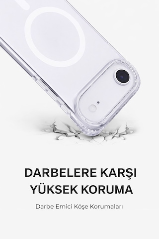 Apple iPhone 17 Air Uyumlu Kamera Korumalı Magsafe Wireless Şarj Özellikli Lüks Şeffaf Silikon Telefon Kılıfı Resimdeki