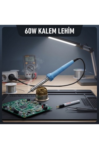60w Kalem Lehim Makinesi - Elektrikli - Mavi Renk Kablo Birleştirme Kurulum Aleti Donanım Ürünü