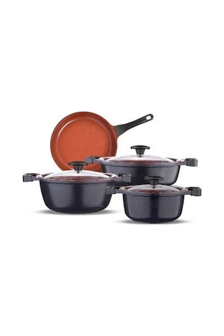 Thermoad Graneu Red Diamond 7 Parça Tencere Seti 20 - 24 - 26 CM