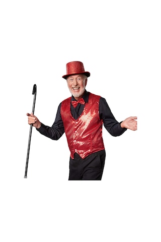 Gece Işıltısı Kırmızı Payetli Pullu Papyon 7x2 Cm