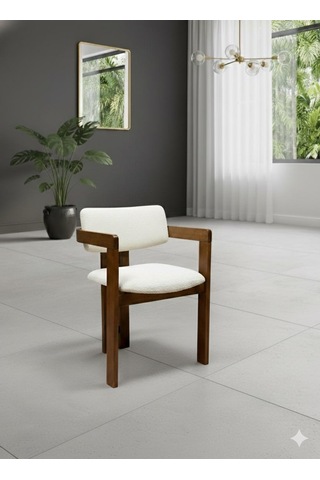 Noıre Ahşap Modern Yemek Masası 6 Kişilik Yemek Masa Takımı Ceviz Beyaz