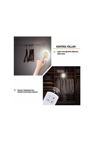 Uzaktan Kumandalı Yapışkanlı Led Spot Lamba Beyaz