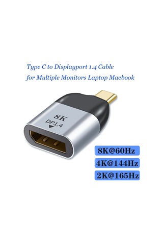 Generic Thunderbolt 3 İçin Taşınabilir Usb Tip C - Displayport 8k 60hz Dönüştürücü Adaptör