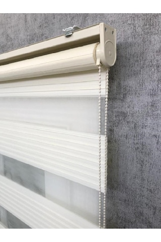 Kidmex Krem Geniş Plise Zebra Stor Güneşlik Perde