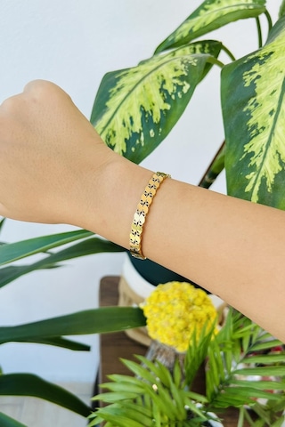 Allmisse Altın Kaplama 316l Kalite Arpa Desenli Model Kararmaz Çelik Kelepçe Bileklik - Altın