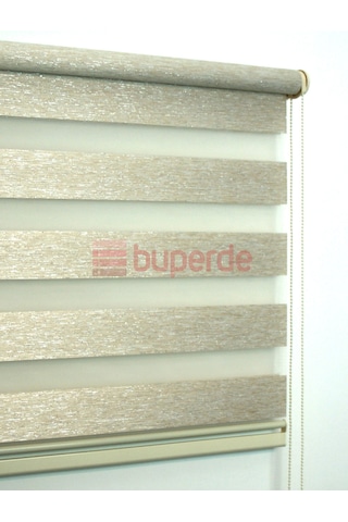 Buperde Simli Krem Bambu Zebra Stor Perde