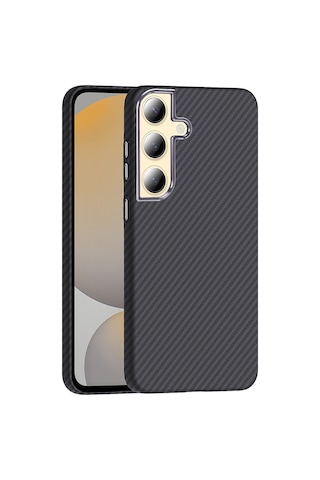 Zore Samsung Galaxy Uyumlu S24 Plus Kılıf M-safe Şarj Özellikli Karbon Fiber Görünümlü Omsy Gros Kapak - Siyah