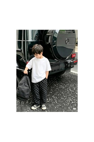 Poala Kids Siyah Gri Damalı Balloon Jeans