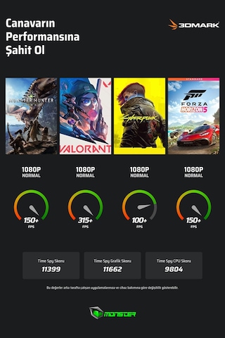 Monster Tulpar T7 V26.2.9 i7-13620H 64 GB 1 TB SSD 8 GB RTX5060 17.3" W11H Dizüstü Bilgisayar