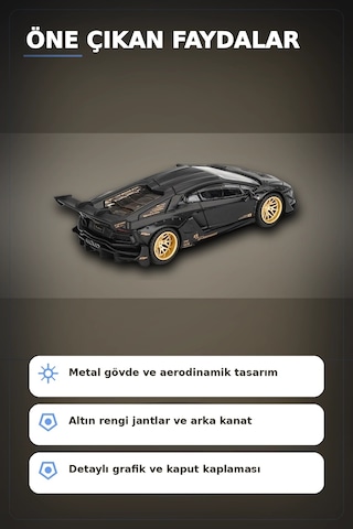 Metal Gövdeli 1/64 Ölçek Lamborghini Aventador Model Araba - Koleksiyonluk Tekli Paket Bx-313363
