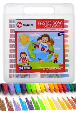 24 Renk Pastel Boya Plastik Çantalı 1 Paket Fixpoint 24 Lü Pastel Boya Çok Renkli Pastel Boya Resim Okul Öğrenci Çok Renkli