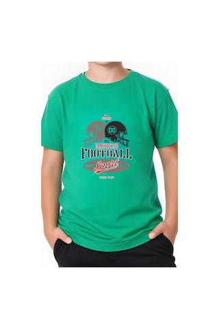 Panios Kids American Football Baskılı Erkek Çocuk Kısa Kollu T-shirt Yeşil