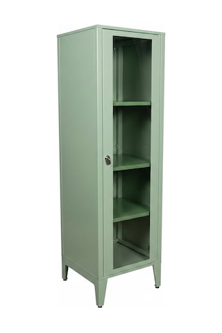 Alfafonet Ziglat Serisi Kilitli Metal Home Office Dolabı Cam Kapaklı Yeşil Ral 6018 450x1500x450 Mm
