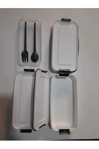 3 Katlı Beslenme Kabı Çatal Kaşık İçerisinde Şeffaf