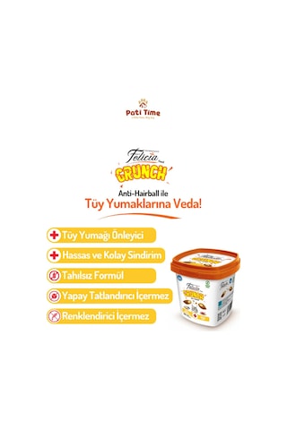 Hairball Tüy Yumağı Önleyici Kedi Crunch Ödül Maması Tavuklu, Yaban Mersinli & Sütlü 100 Gr