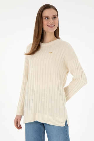 U.S. Polo Assn. Kadın Krem Bisiklet Yaka Kazak 50297092-VR071