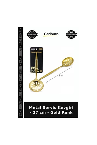 Özel Üretim Şık Mutfak Pratik Metal Servis Kevgiri - 27 Cm - Gold Renk Diğer