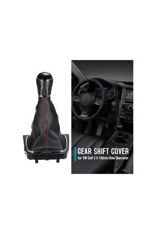 Dianziye Volkswagen Golf 5 Vites Abs+pvc+pu Şanzuman Topu Kırmızı Çizgili防尘套 İle Tam Set Siyah