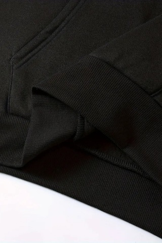 Unisex Siyah Mini Miami Baskılı Eşofman Kapüşon- Kışlık Şardonlu Kumaş Siyah